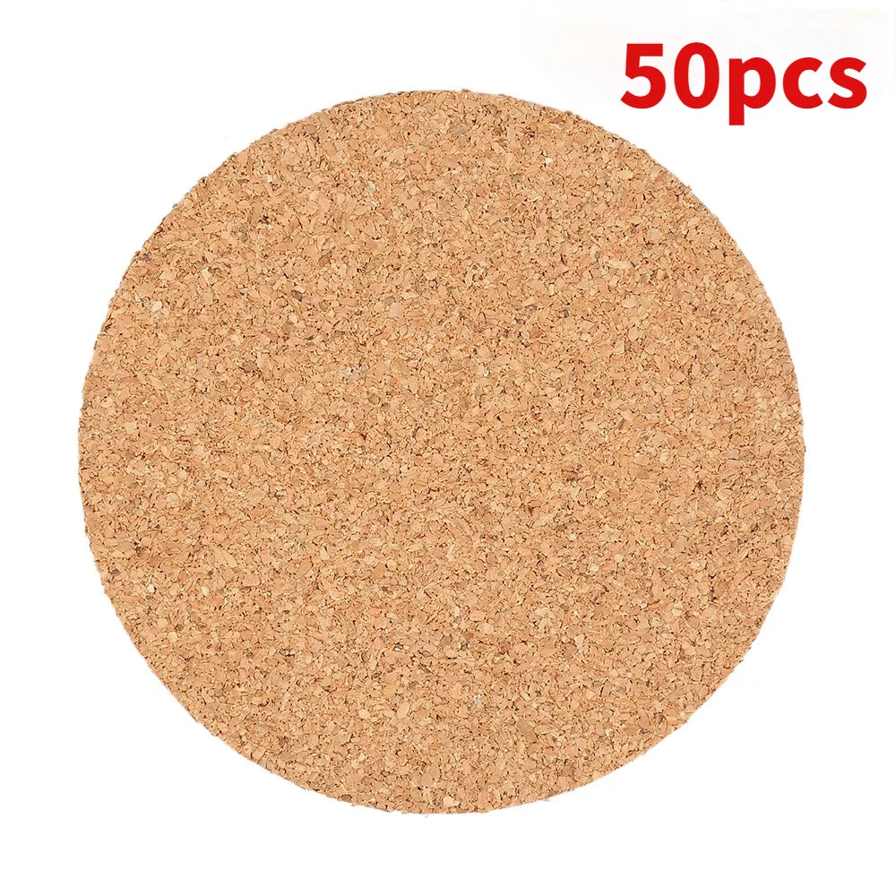 50pcs Natural Round Wooden Slip Slice Cup Mat Coaster Tea Coffee Mug Drinks Holder for DIY Tableware Decor Durable Pad
