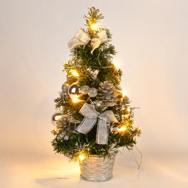 40CM LED Christmas Tree Nightlight LED Light Pine Needle Tree Mini Xmas Tree Christmas Decoration Desktop Ornament New Year Gift