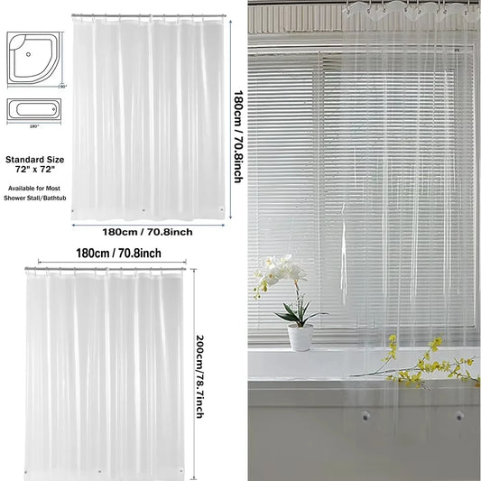 1pc 180cm/200cm PEVA Shower Curtain Waterproof Mildew Proof Durable Bathroom Screens With Hook Transparent White Black Curtains