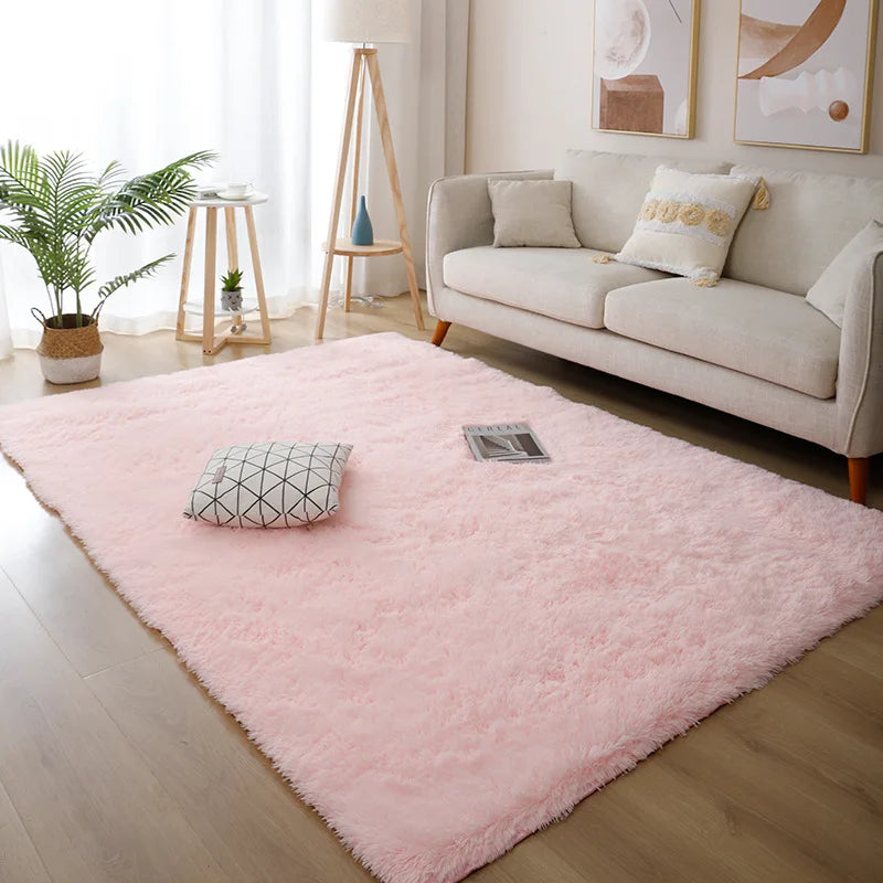 White Fluffy Hall Carpet Modern Living Room Bedroom Home Decor Large Mats Thickened Non-Slip Girl Children's Room Pink Furry Rug