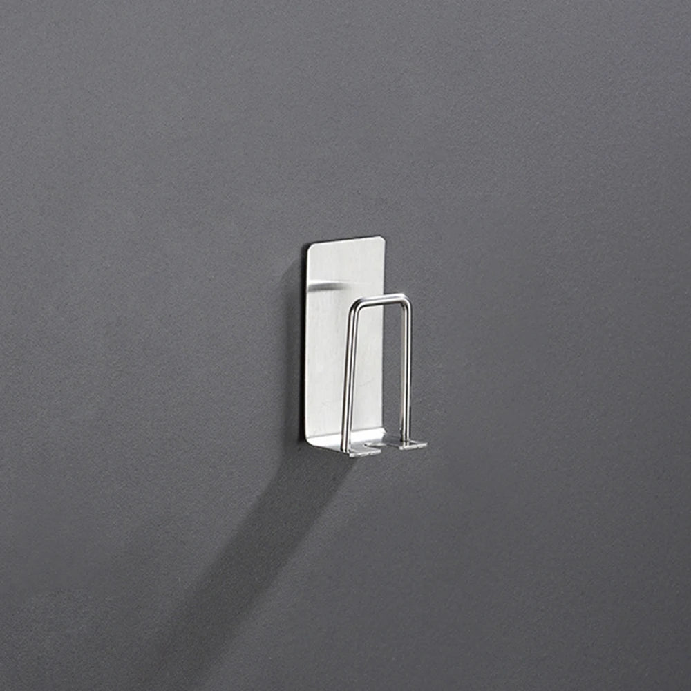 1pc 304 Stainless Steel Perforation-Free Toothbrush And Washing Cup Wall Hook, Suitable For Kitchen, Bathroom Storage