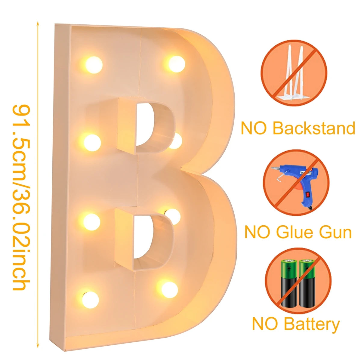 91.5CM Giant Letter Led Light Frame Box Baby Shower 1st Birthday Wedding Party Decor Christmas DIY Name Balloon Filling Box