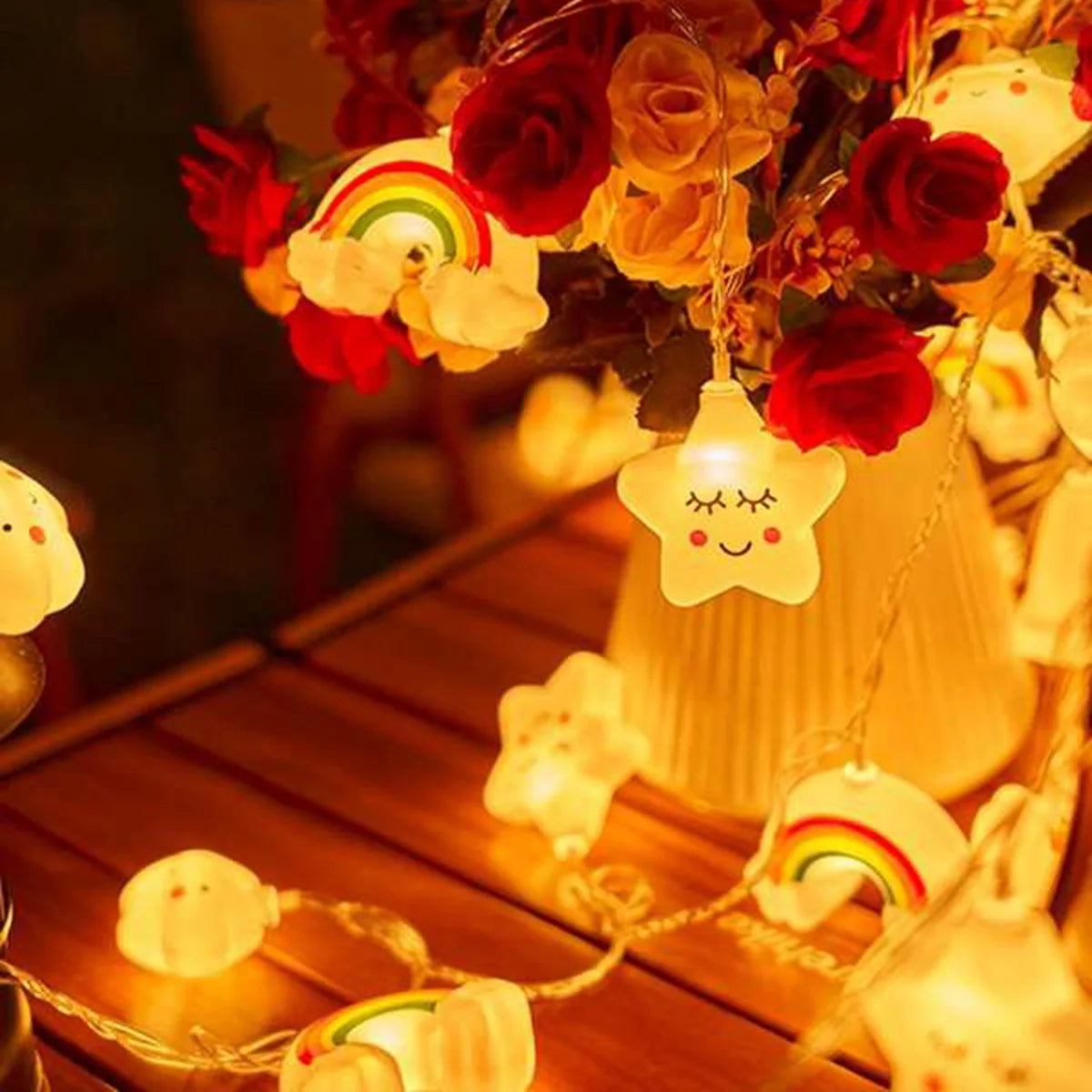 1PACK Rainbow&Star&Cloud String Lights LED Decorative Fairy Light Battery Powered Lights Twinkle Lights For Party Bedroom Decor