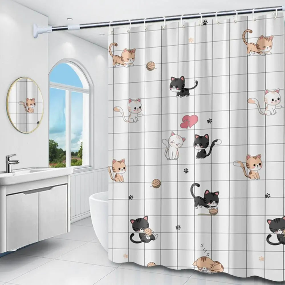 Mildew Proof Shower Curtain High Quality PEVA with 12 Hook Bathroom Curtain 180*150cm Thickened Printed Shower Curtain