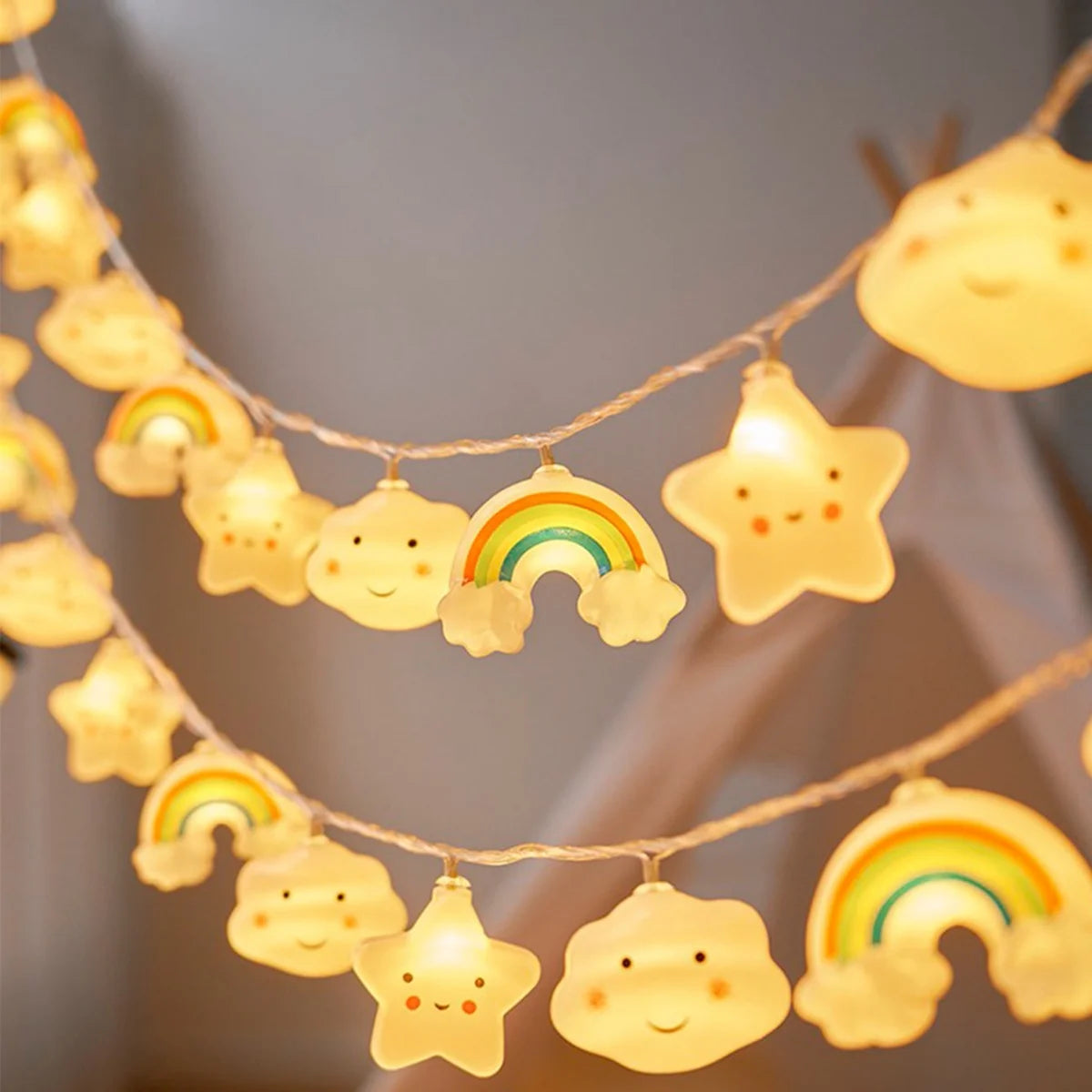 1PACK Rainbow&Star&Cloud String Lights LED Decorative Fairy Light Battery Powered Lights Twinkle Lights For Party Bedroom Decor