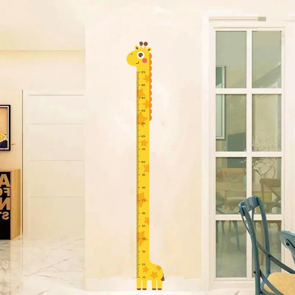 Whimsical Animal Growth Chart Wall Decals: Unicorn, Dino, Giraffe Height Stickers for Nursery & Kids Room Decor (Non-Branded)