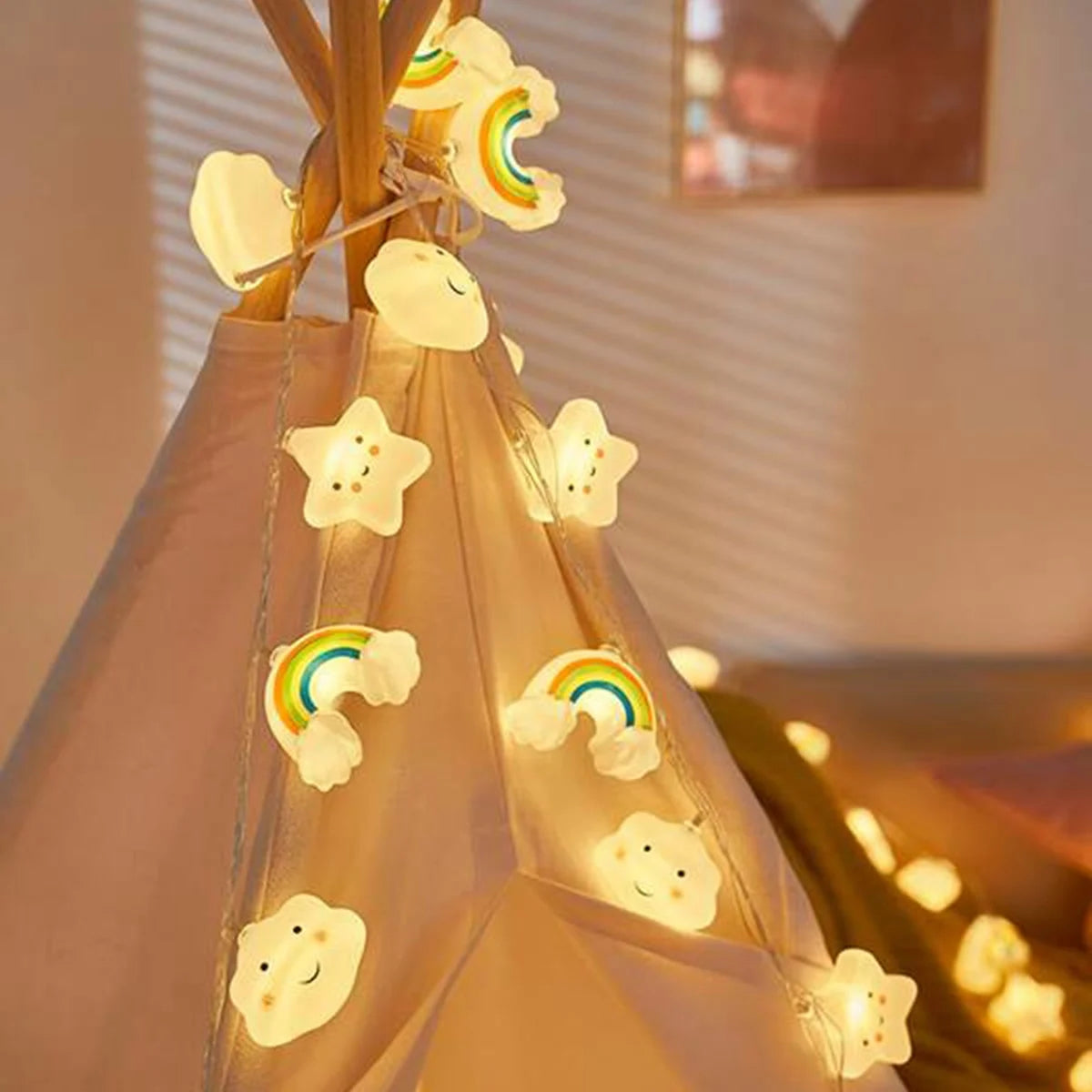 1PACK Rainbow&Star&Cloud String Lights LED Decorative Fairy Light Battery Powered Lights Twinkle Lights For Party Bedroom Decor