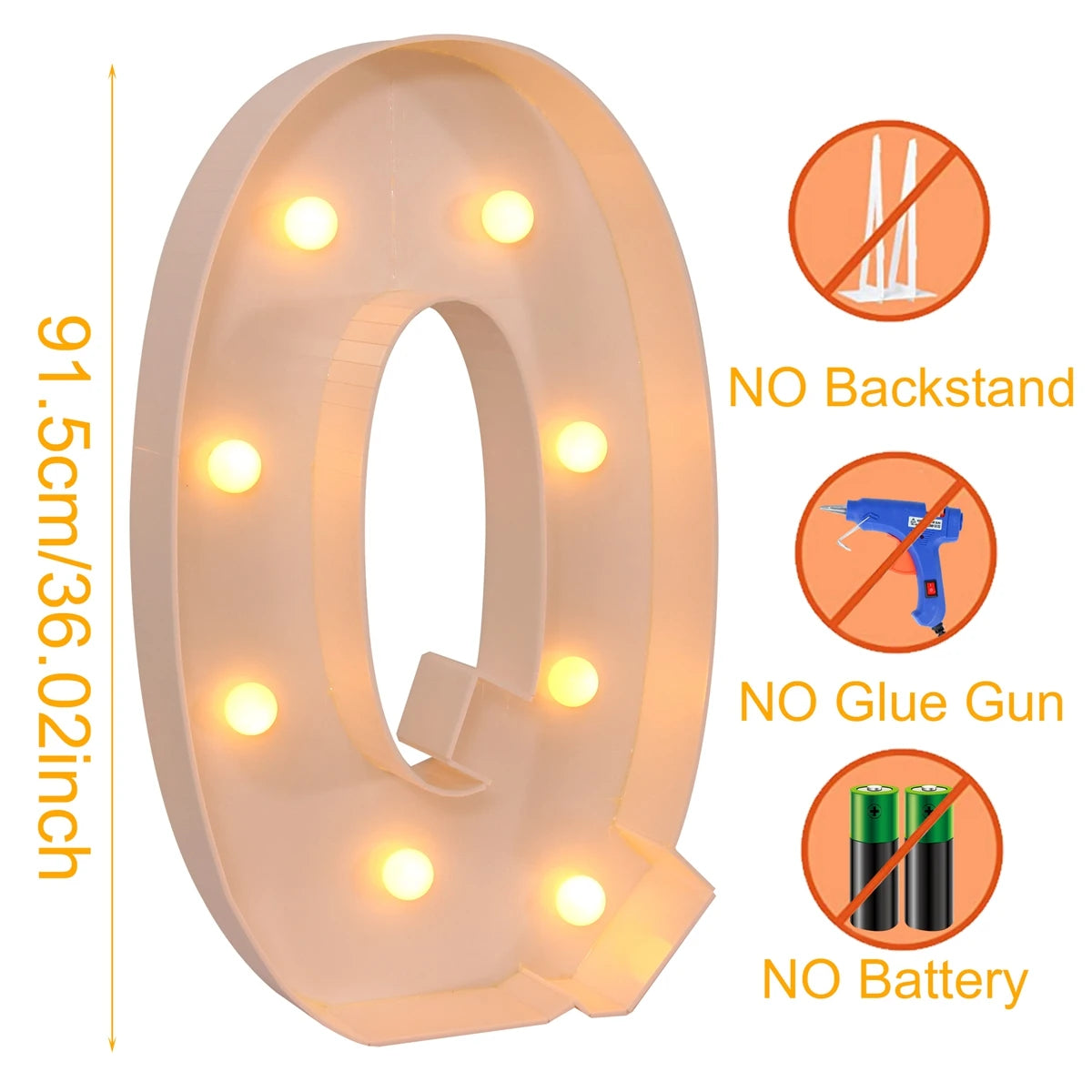 91.5CM Giant Letter Led Light Frame Box Baby Shower 1st Birthday Wedding Party Decor Christmas DIY Name Balloon Filling Box