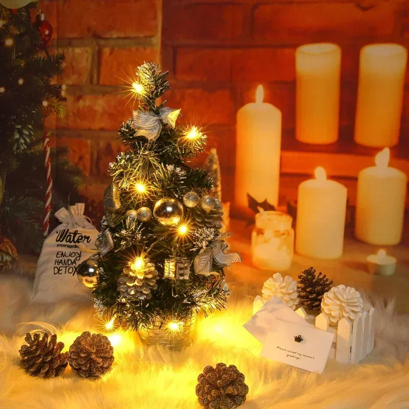 40CM LED Christmas Tree Nightlight LED Light Pine Needle Tree Mini Xmas Tree Christmas Decoration Desktop Ornament New Year Gift