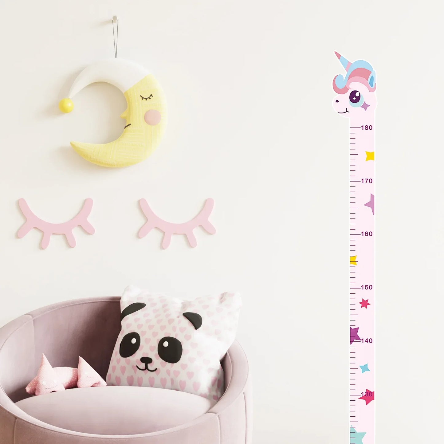 Whimsical Animal Growth Chart Wall Decals: Unicorn, Dino, Giraffe Height Stickers for Nursery & Kids Room Decor (Non-Branded)