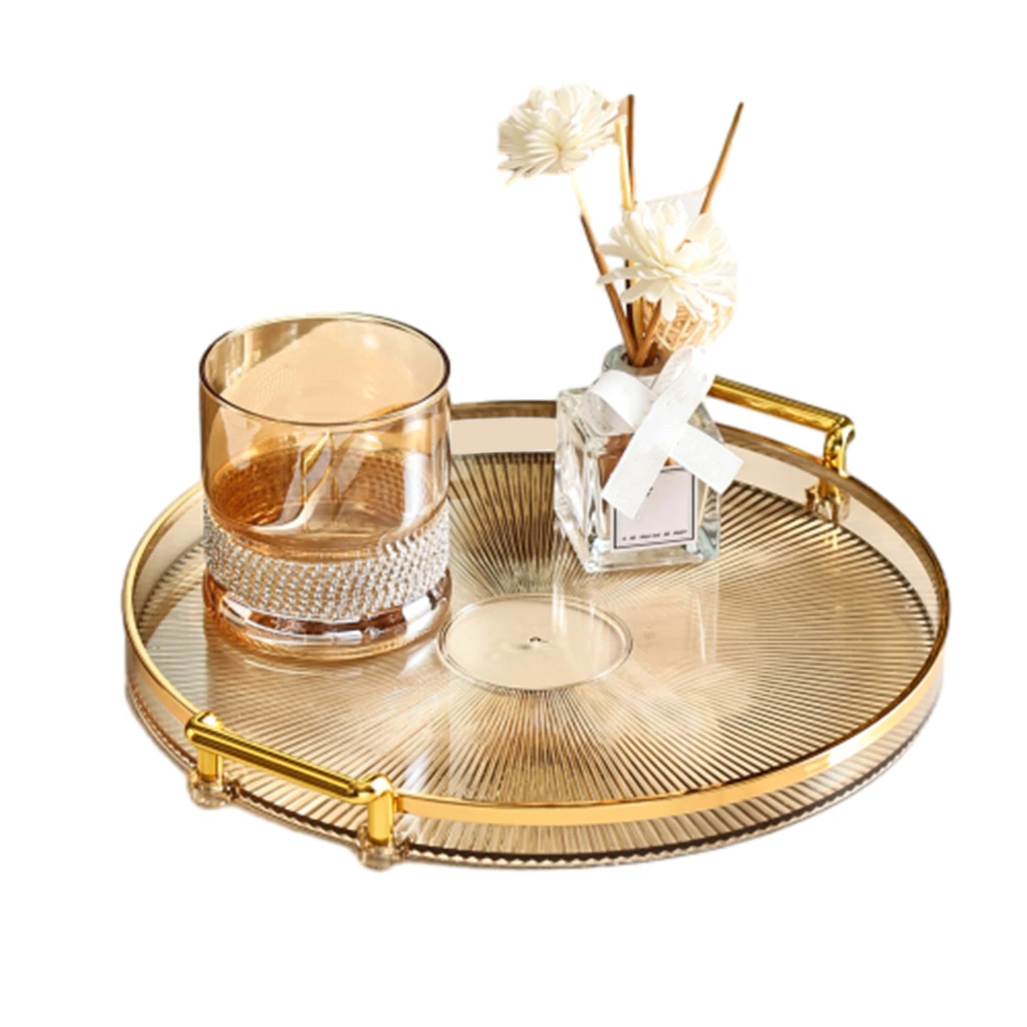 Round Serving Decorative Tray Plastic Serving Tray Kitchen Storages Decor for Party Coffee Table for Living Room Bathroom