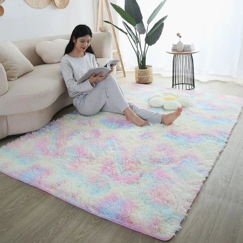 Kids Carpet Girl Rainbow Colors Carpets For Living Room Large Push Soft Bedroom Rugs Bedside Children's Room Floor Cute Mats