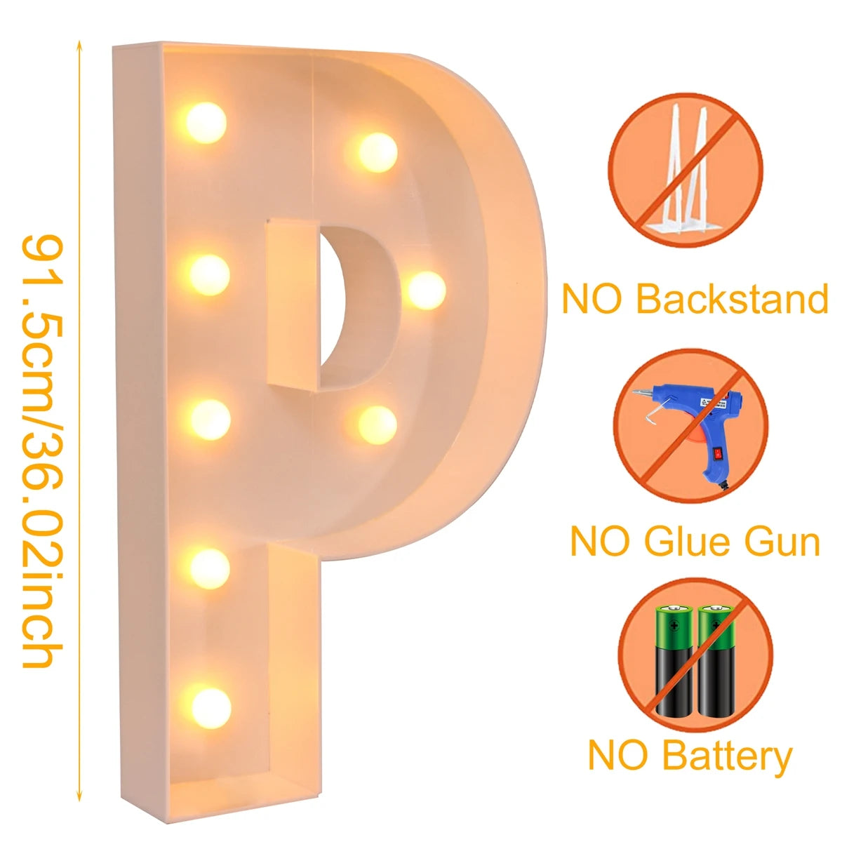 91.5CM Giant Letter Led Light Frame Box Baby Shower 1st Birthday Wedding Party Decor Christmas DIY Name Balloon Filling Box