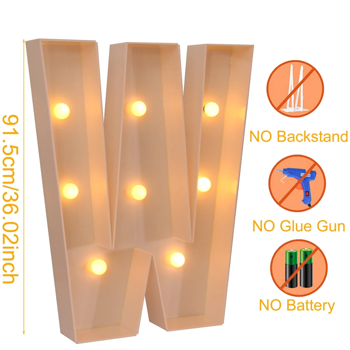 91.5CM Giant Letter Led Light Frame Box Baby Shower 1st Birthday Wedding Party Decor Christmas DIY Name Balloon Filling Box
