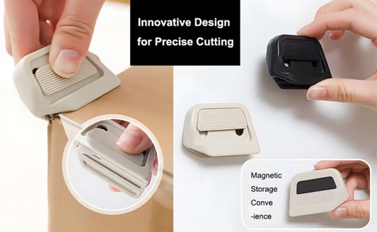 Magnetic Retractable Box Cutter - Safety Lock Utility Knife with Built-in Magnet for Easy Storage & Quick Access