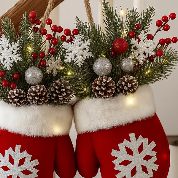 Twinkling Christmas Mitten Wreath