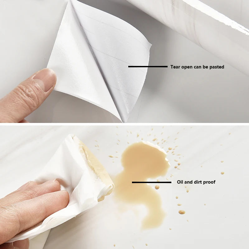 Marble Vinyl Film DIY Self Adhesive Wallpaper Bathroom Kitchen Cupboard Countertops Contact Paper PVC Waterproof Wall Stickers