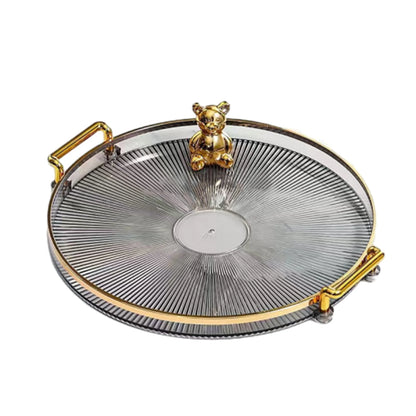 Round Serving Decorative Tray Plastic Serving Tray Kitchen Storages Decor for Party Coffee Table for Living Room Bathroom