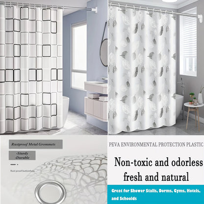 1pc 180cm/200cm PEVA Shower Curtain Waterproof Mildew Proof Durable Bathroom Screens With Hook Transparent White Black Curtains