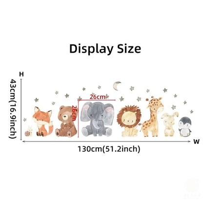2PC Cartoon Cute Africa Animals Wall Stickers Elephant Giraffe Bear Fox Home Decoration