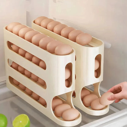 Egg dispenser 4-layer automatic rolling egg rack refrigerator egg storage box container Kitchen refrigerator storage device