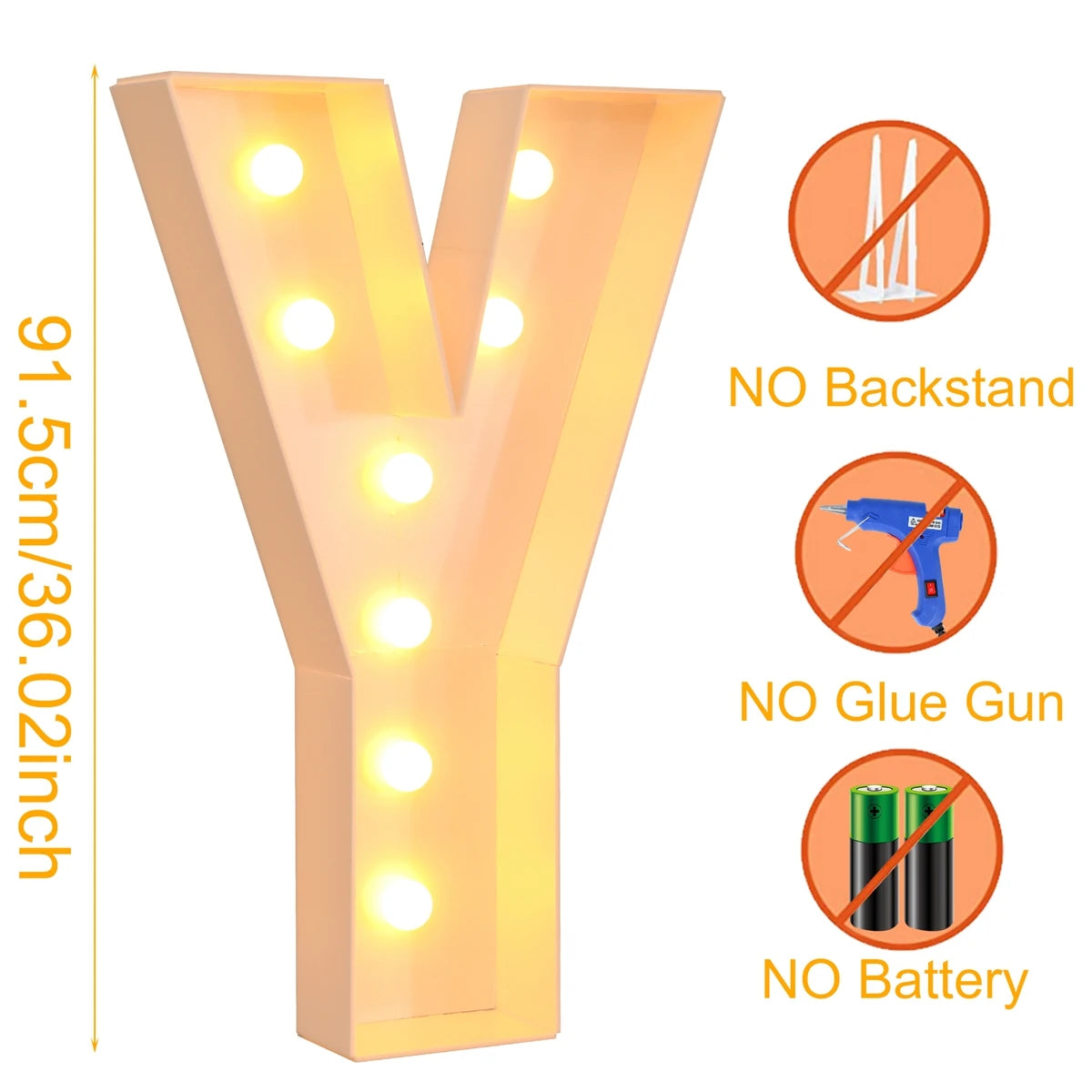 91.5CM Giant Letter Led Light Frame Box Baby Shower 1st Birthday Wedding Party Decor Christmas DIY Name Balloon Filling Box