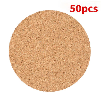 50pcs Natural Round Wooden Slip Slice Cup Mat Coaster Tea Coffee Mug Drinks Holder for DIY Tableware Decor Durable Pad