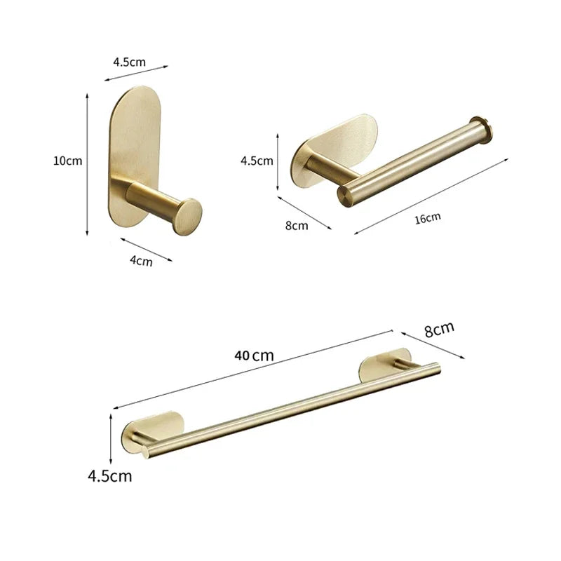 Bath Towel Bar 304 Stainless Steel Towel Rack Towel Ring Toilet Paper Holder Brushed Gold Bathroom Hardware Accessories Set