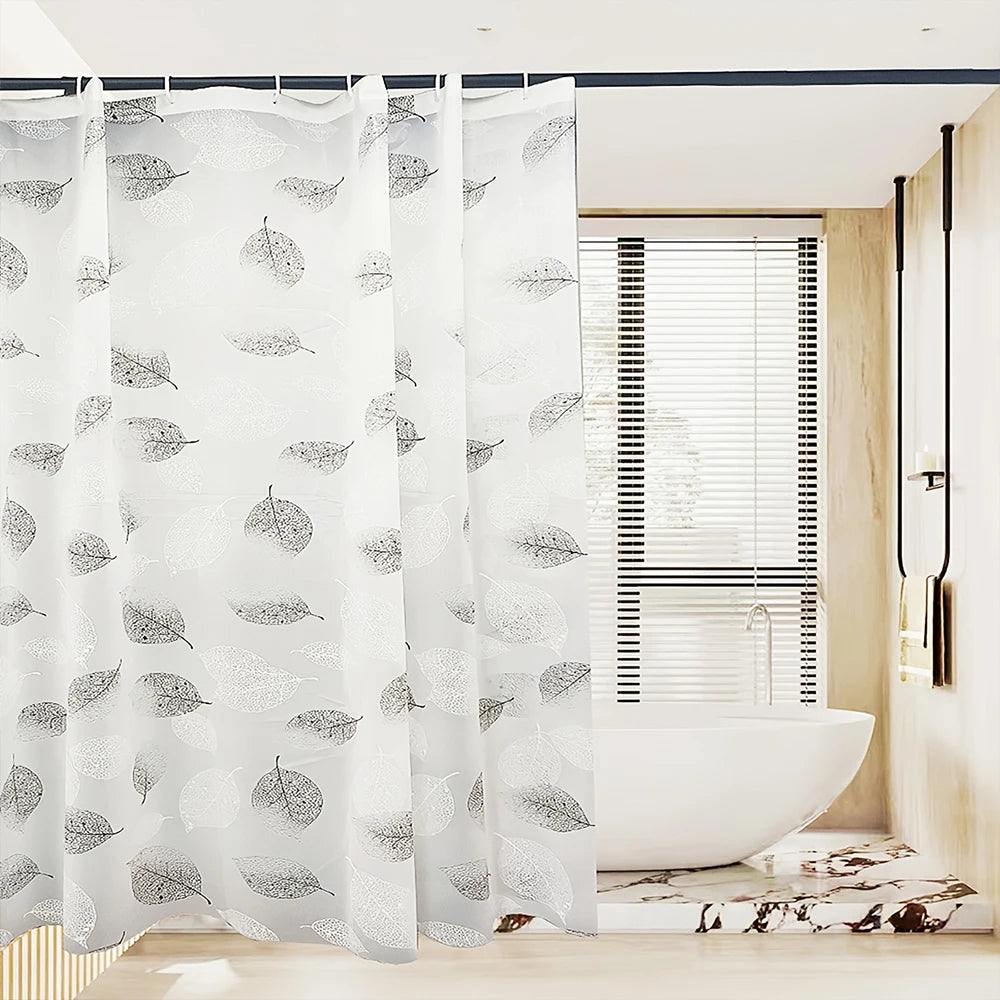 1pc 180cm/200cm PEVA Shower Curtain Waterproof Mildew Proof Durable Bathroom Screens With Hook Transparent White Black Curtains