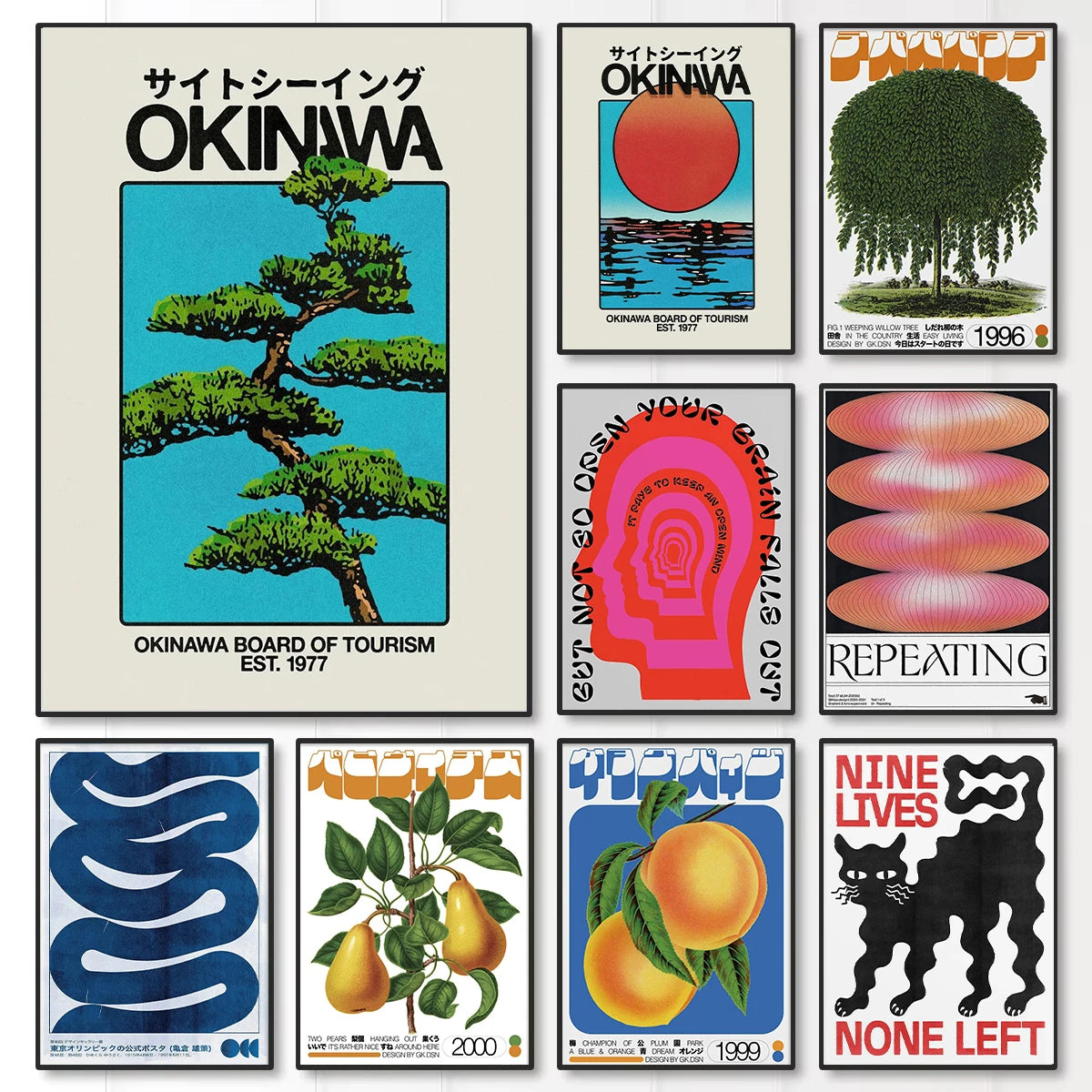 Japan Okinawa Travel Green Willow Tree Canvas Poster Abstract Open Your Mind Wall Art Prints for Modern Living Room Home Decor