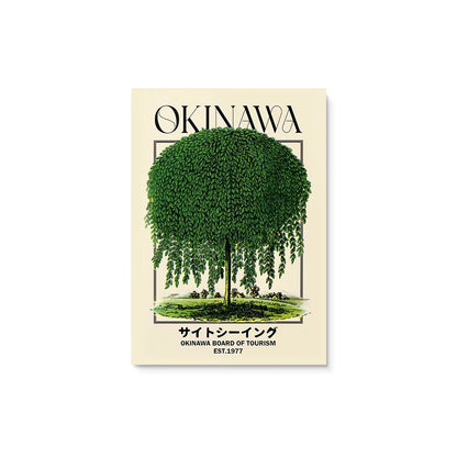 Japan Okinawa Travel Green Willow Tree Canvas Poster Abstract Open Your Mind Wall Art Prints for Modern Living Room Home Decor