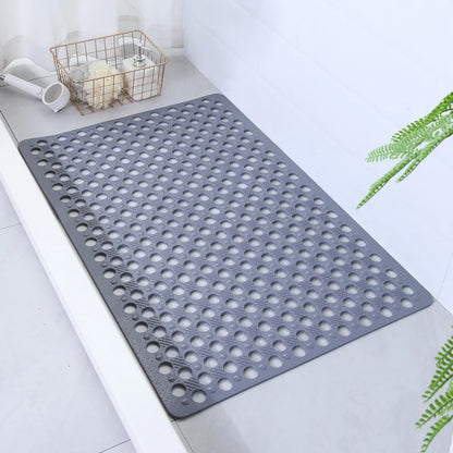1pc Bathroom Non-Slip Mat With Suction Cup, 17x30inch Bath Rug, Shower Mat Round Hole Design, Bathroom Massage Ring, Quick Drain