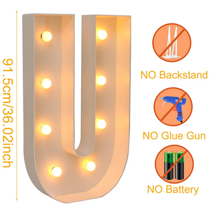 91.5CM Giant Letter Led Light Frame Box Baby Shower 1st Birthday Wedding Party Decor Christmas DIY Name Balloon Filling Box