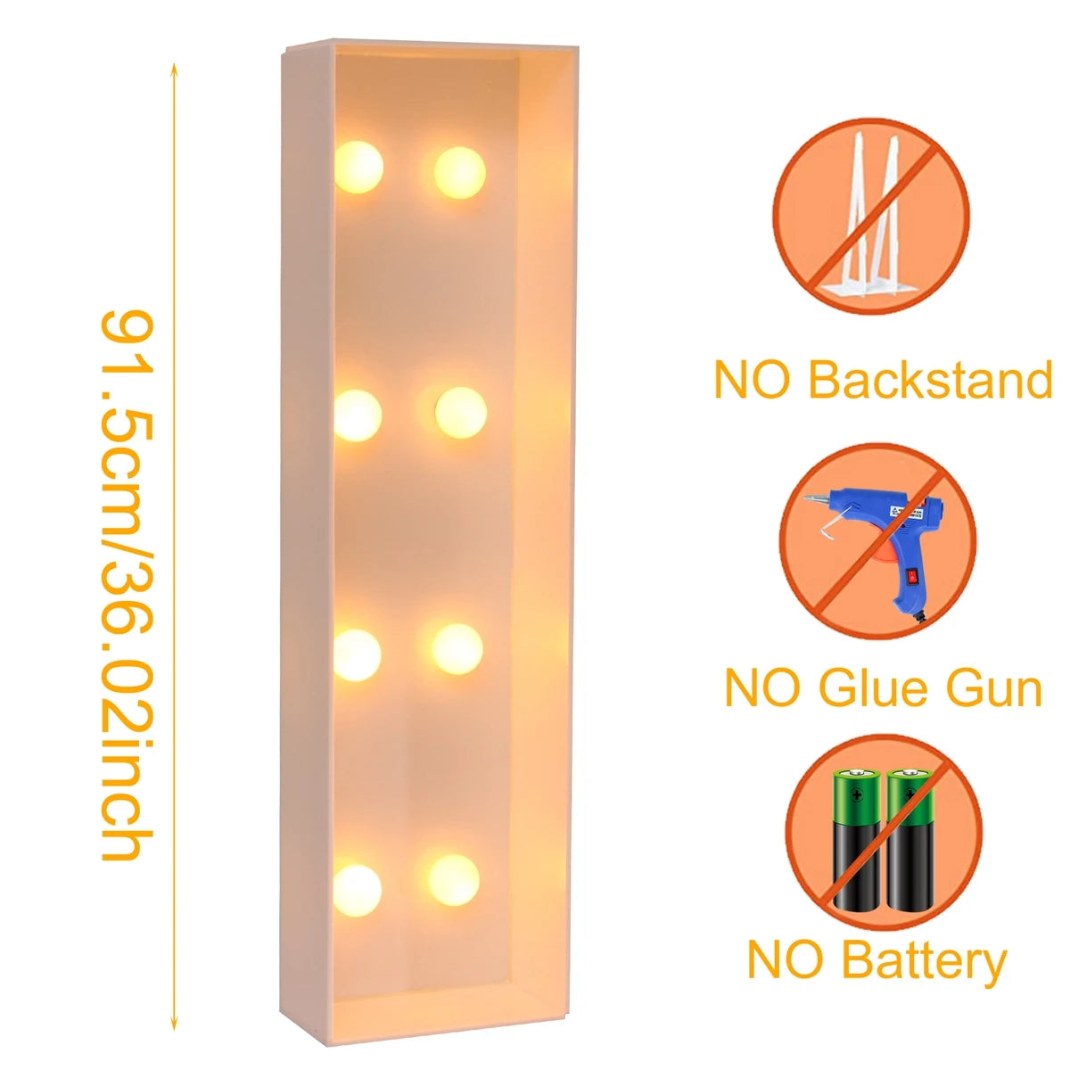91.5CM Giant Letter Led Light Frame Box Baby Shower 1st Birthday Wedding Party Decor Christmas DIY Name Balloon Filling Box