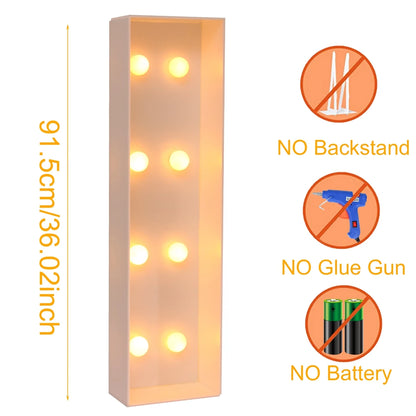 91.5CM Giant Letter Led Light Frame Box Baby Shower 1st Birthday Wedding Party Decor Christmas DIY Name Balloon Filling Box