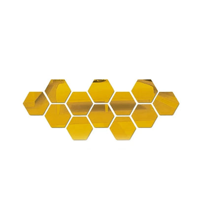 12 Self-adhesive Wall Stickers Living Room TV Background Wall Decoration Mirror Decoration Hexagonal Wall Stickers