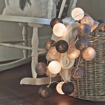 20LED Cotton Balls String Lights Garland Fairy Street Lights Christmas Decorations for Home Outdoor Wedding Garden Patio Lights