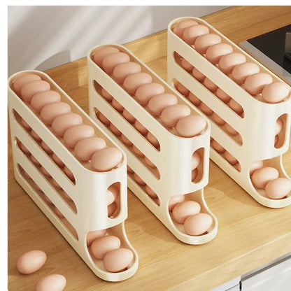 Egg dispenser 4-layer automatic rolling egg rack refrigerator egg storage box container Kitchen refrigerator storage device