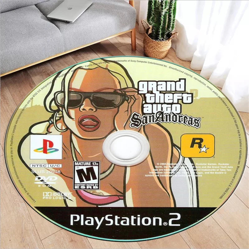 Cartoon CD Circle Carpet for Living Room Decor Personalized Round Flannel Area Rug Sofa Table Chairs Bedroom Decor Floor Mat