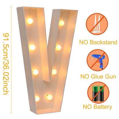 91.5CM Giant Letter Led Light Frame Box Baby Shower 1st Birthday Wedding Party Decor Christmas DIY Name Balloon Filling Box