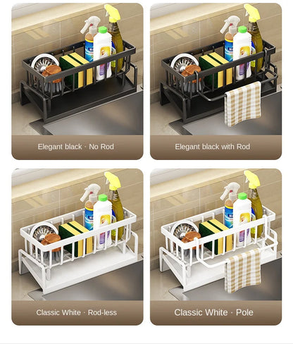 Kitchen Sink Drain Rack Organizer Plastic Self-draining Sink Shelf Soap Sponge Holder Dishcloth Towel Rack filter basket