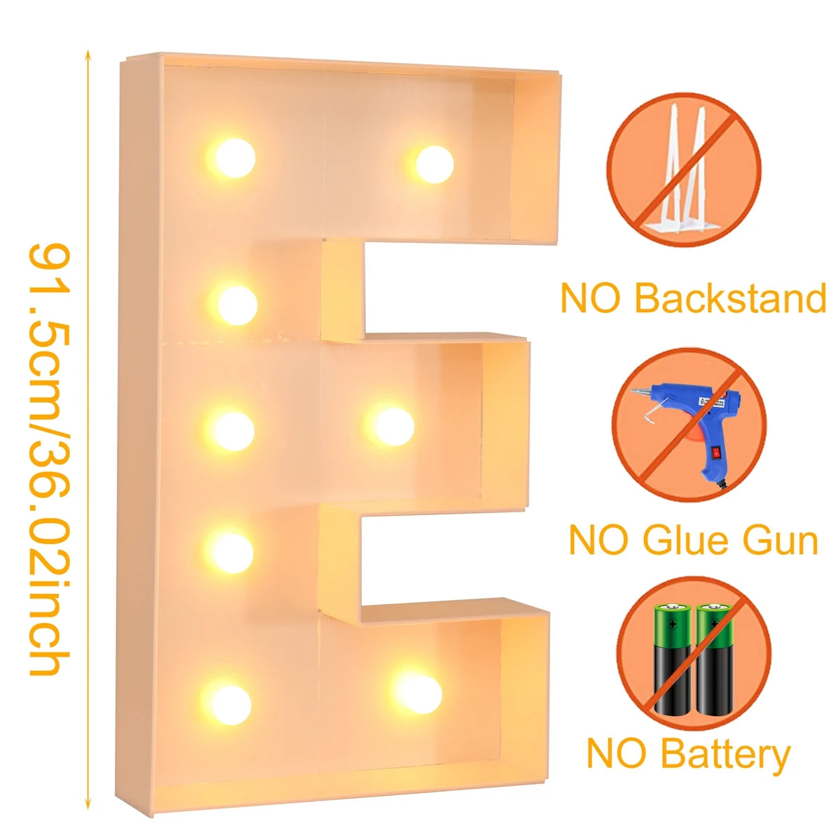 91.5CM Giant Letter Led Light Frame Box Baby Shower 1st Birthday Wedding Party Decor Christmas DIY Name Balloon Filling Box