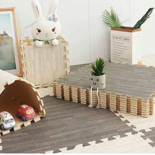8/16Pcs Wood Baby Play Mat Floor Rug Thickened Foam Floor Children's Non-slip Crawling Pad Suitable for Living Room and Bedroom