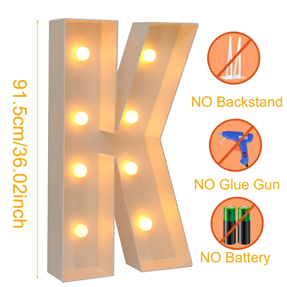 91.5CM Giant Letter Led Light Frame Box Baby Shower 1st Birthday Wedding Party Decor Christmas DIY Name Balloon Filling Box