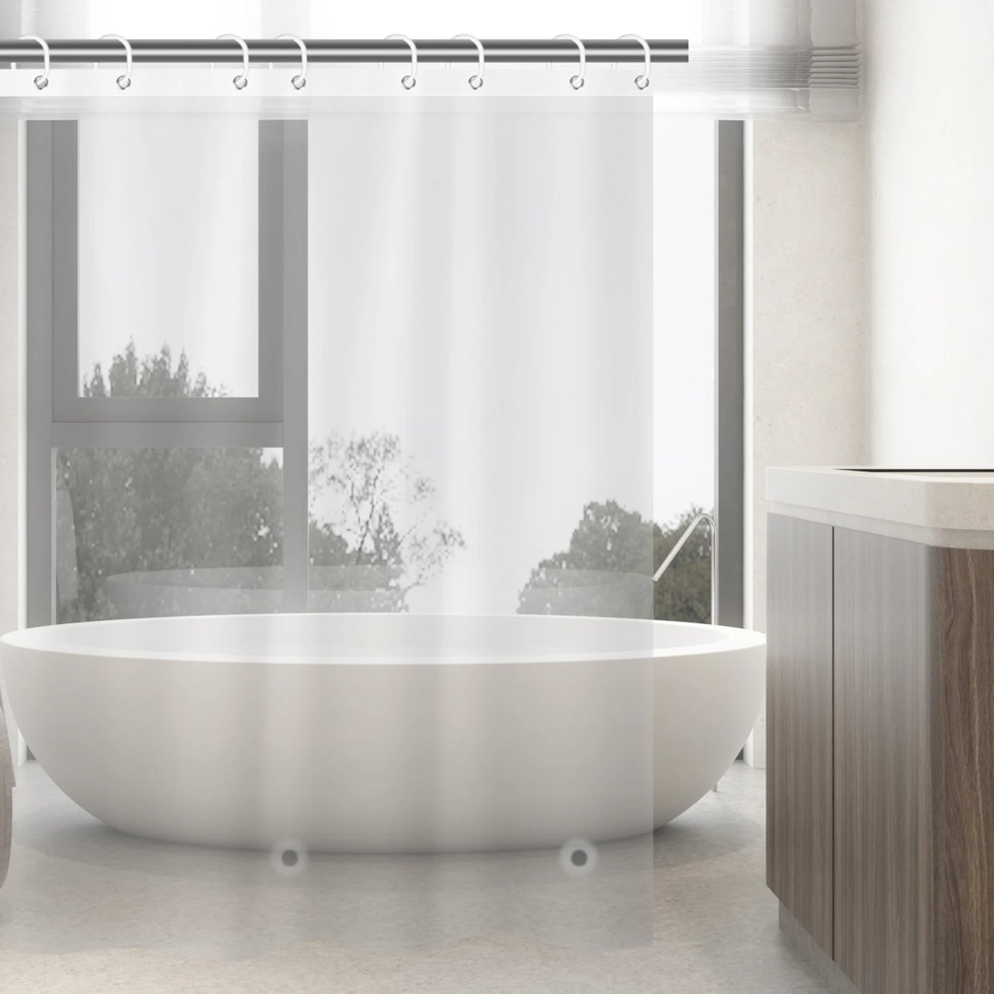 1pc 180cm/200cm PEVA Shower Curtain Waterproof Mildew Proof Durable Bathroom Screens With Hook Transparent White Black Curtains