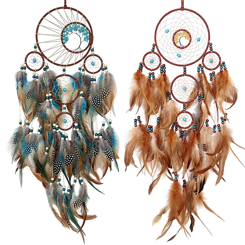 Dream catchers Tree of Life Dreamcatcher Home Decoration Indians Natural Stone Feathers Manual Dream Catcher Gift Wall Ornaments