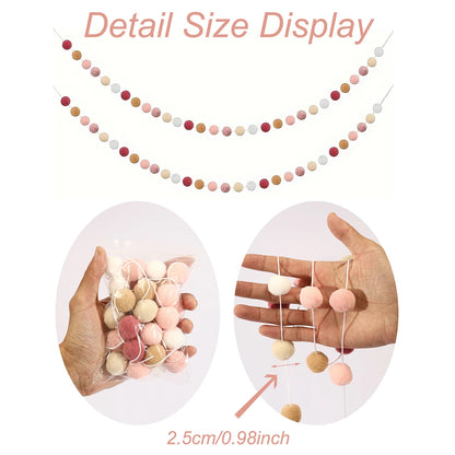 2M Felt Ball Garland Pompom String Ornaments For Boho Home Bedroom Decor Baby Shower Birthday Christmas Wall Decor