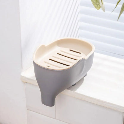 Soap Box NEW Double Layer Creative Cute Elephant Bathroom Accessories Home Decorative Children Students Waterproof Drain Rack