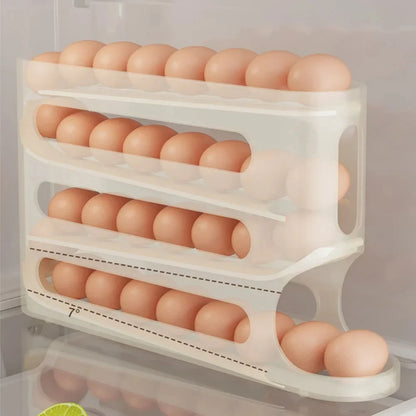 Egg dispenser 4-layer automatic rolling egg rack refrigerator egg storage box container Kitchen refrigerator storage device