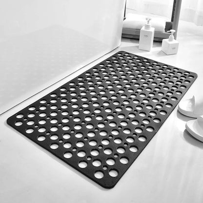 1pc Bathroom Non-Slip Mat With Suction Cup, 17x30inch Bath Rug, Shower Mat Round Hole Design, Bathroom Massage Ring, Quick Drain